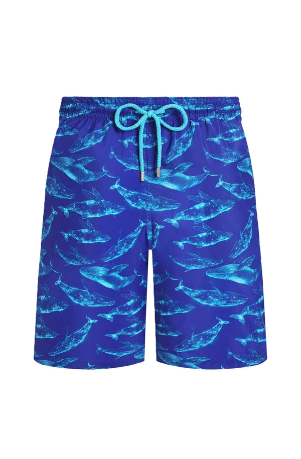 VILEBREQUIN Men Long Ultra-Light and Packable Swim Shorts Sparkling Whales