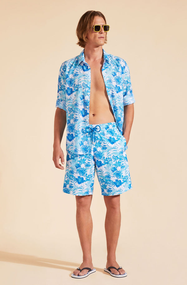 VILEBREQUIN Men Long Stretch Swim Shorts Tahiti Flowers