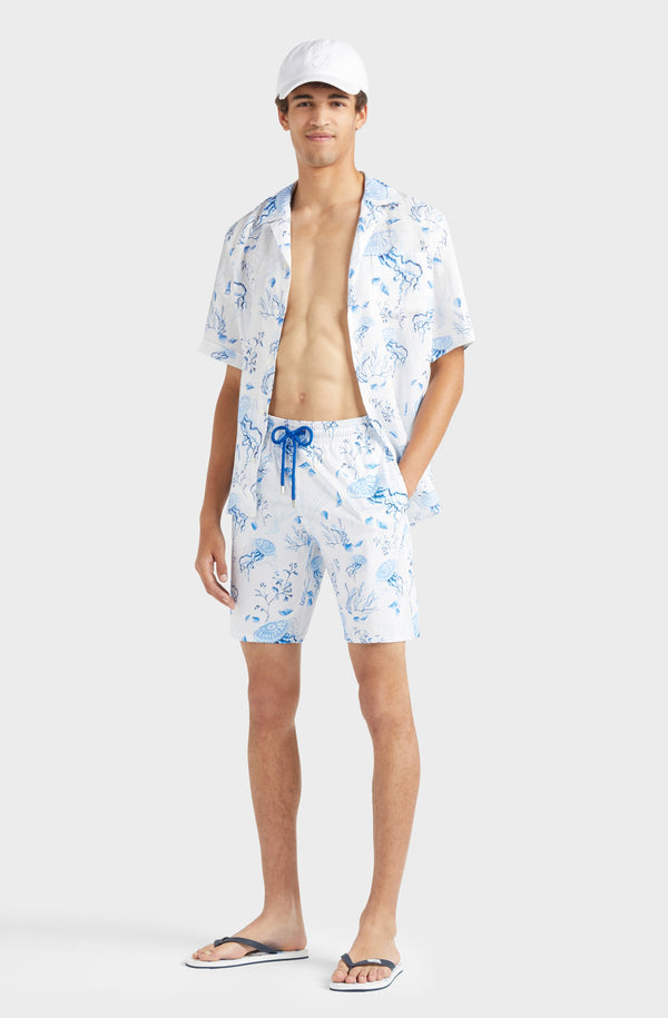 VILEBREQUIN Men Long Stretch Swim Shorts Medusa and Shells