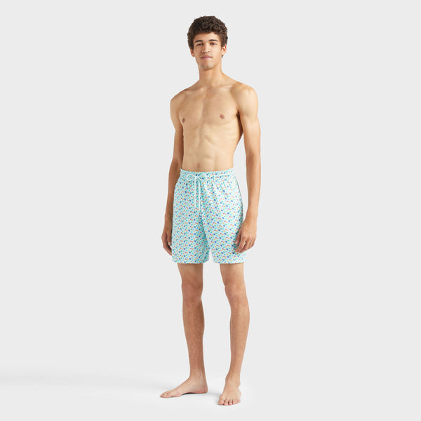 VILEBREQUIN Men Long Stretch Swim Shorts Micro Ronde des Tortues Rainbow