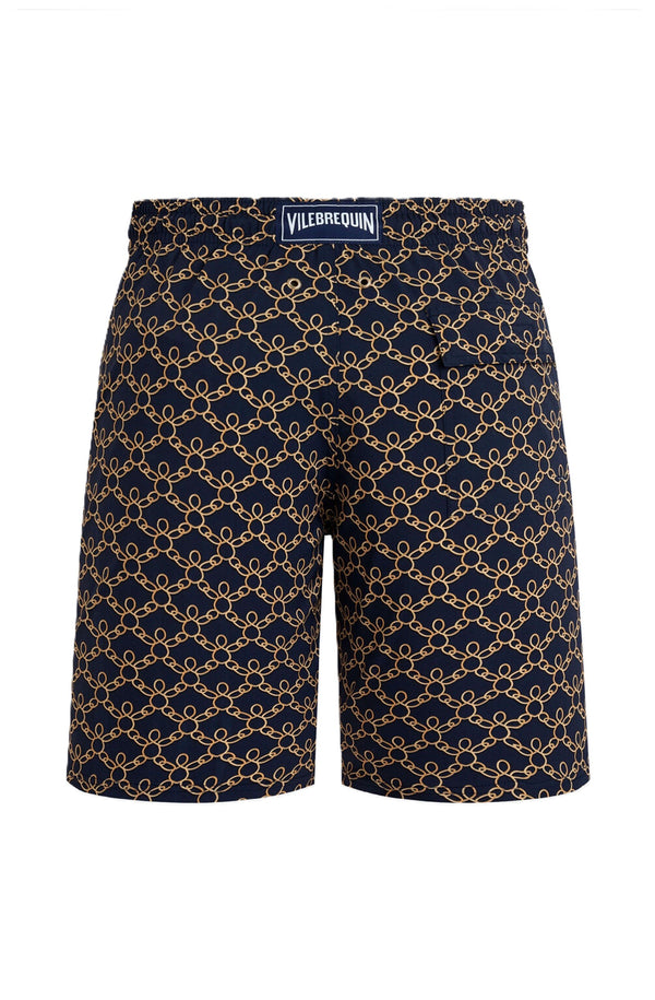 VILEBREQUIN Men Long Stretch Swim Shorts Turtles Chain