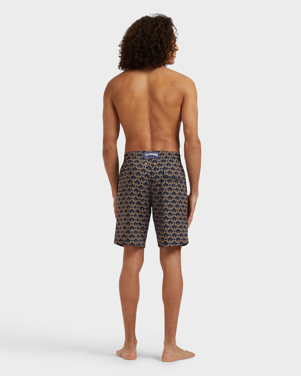 VILEBREQUIN Men Long Stretch Swim Shorts Turtles Chain