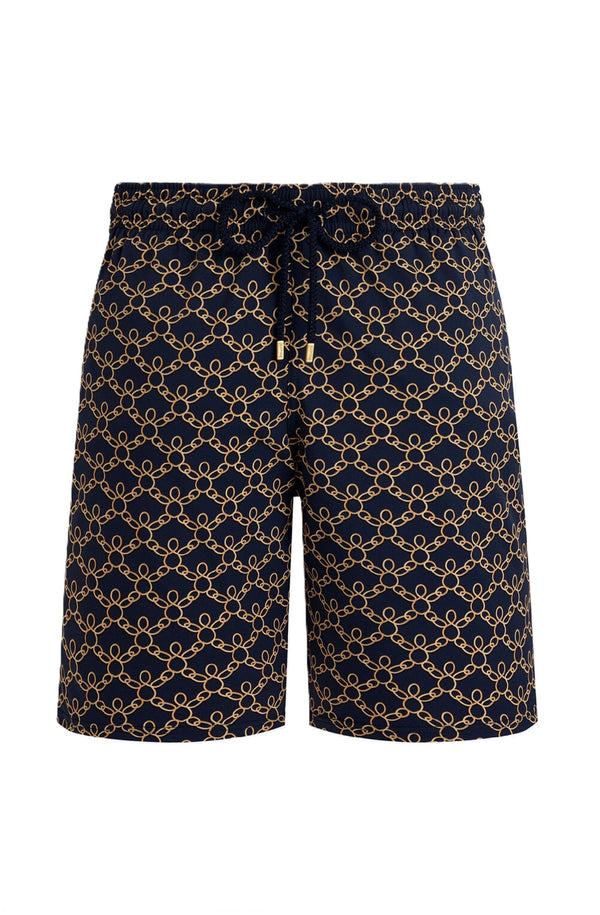 VILEBREQUIN Men Long Stretch Swim Shorts Turtles Chain