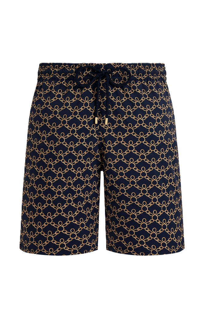 VILEBREQUIN Men Long Stretch Swim Shorts Turtles Chain