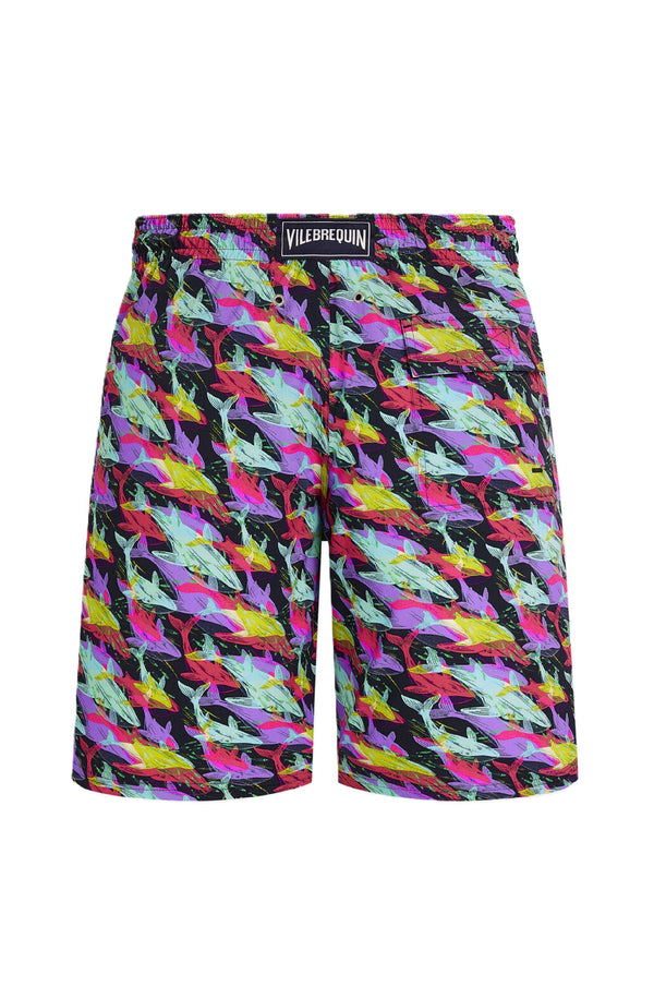 VILEBREQUIN Men Long Stretch Swim Shorts Whales Offset