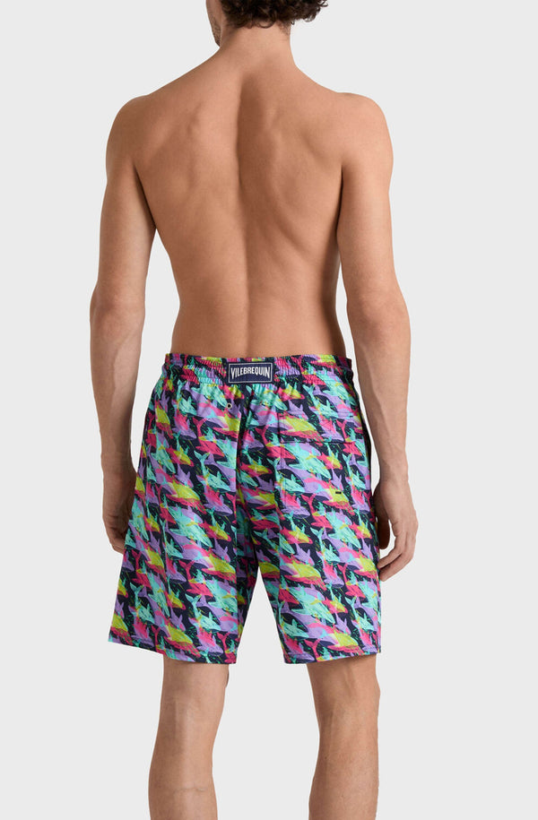 VILEBREQUIN Men Long Stretch Swim Shorts Whales Offset