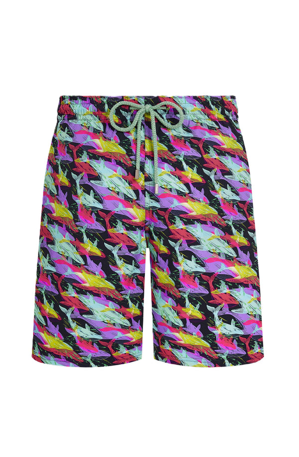 VILEBREQUIN Men Long Stretch Swim Shorts Whales Offset