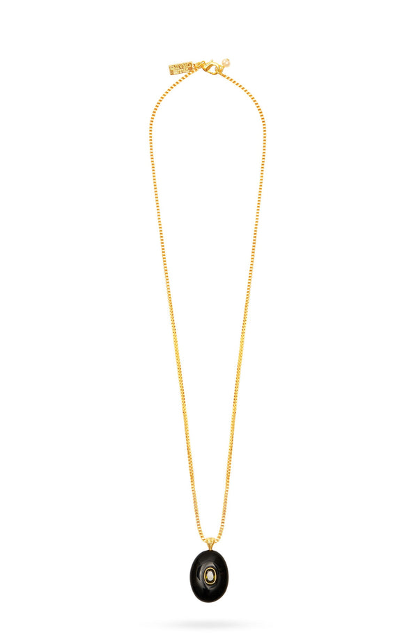 TALIS CHAINS Women Oval Stone Pendant Necklace - Black