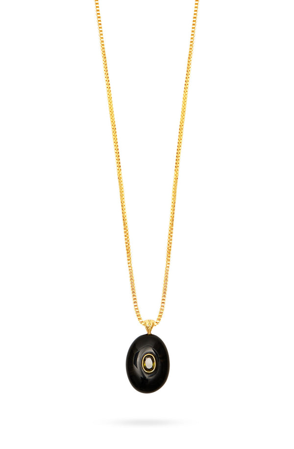 TALIS CHAINS Women Oval Stone Pendant Necklace - Black