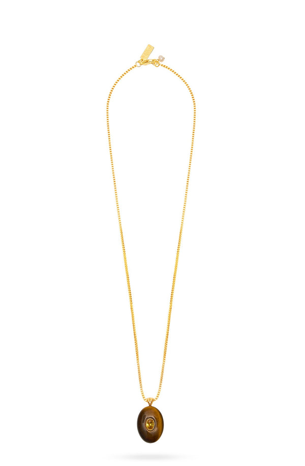 TALIS CHAINS Women Oval Stone Pendant Necklace - Tiger's Eyes