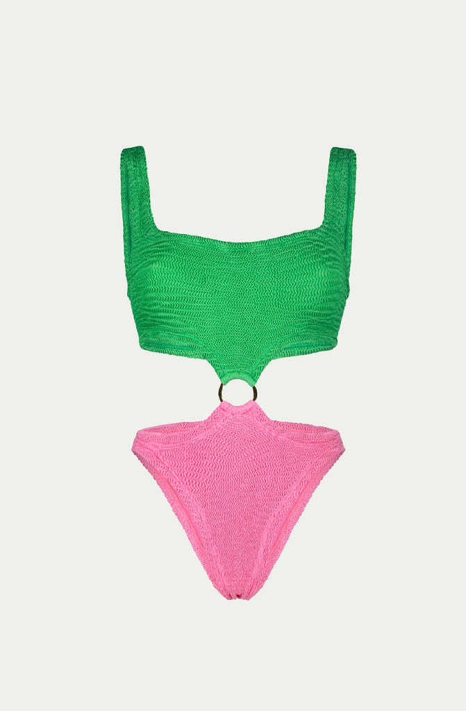 PARAMIDONNA Women Olivia Kiwi and Creamy Cut-Out One-Piece Swimsuit