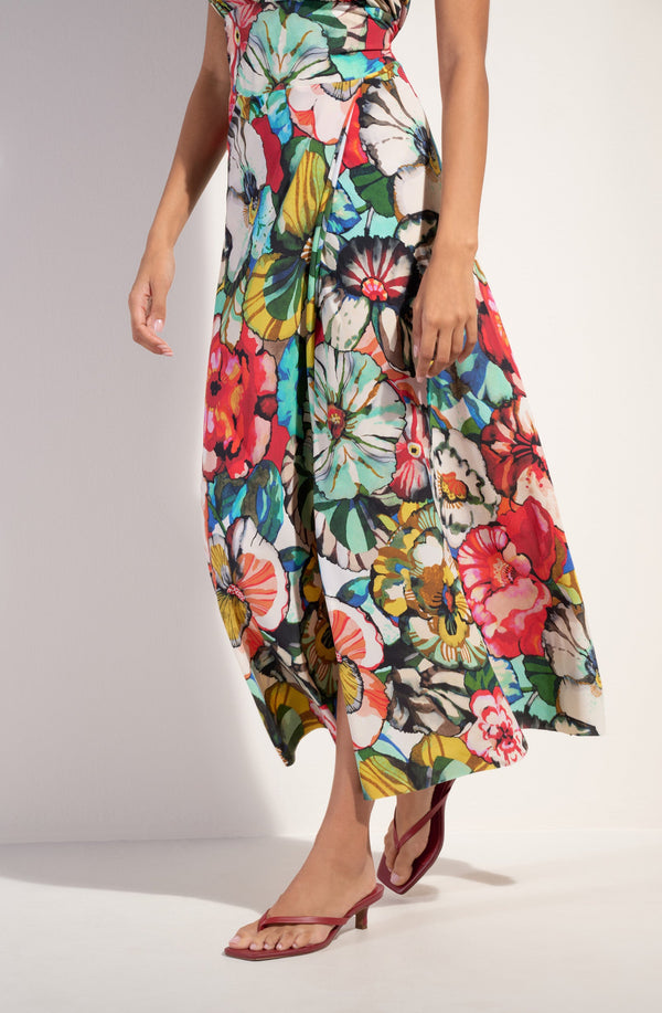 PAIN de SUCRE Women Rona Long Backless Voile Dress with Flower print