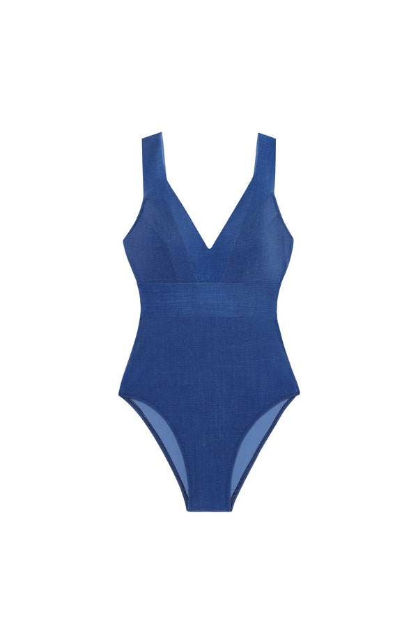 PAIN de SUCRE Women Pipper One-piece Denim Swimsuit