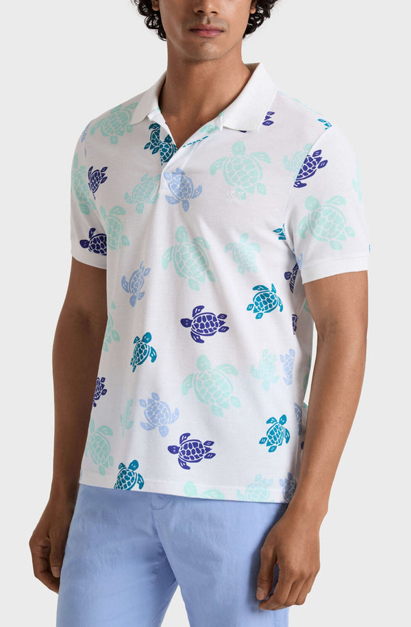 VILEBREQUIN Men Cotton Pique Polo Ronde des Tortues Multicolores