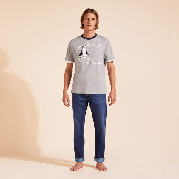VILEBREQUIN Men Cotton T-Shirt  Yarn Dye Sail