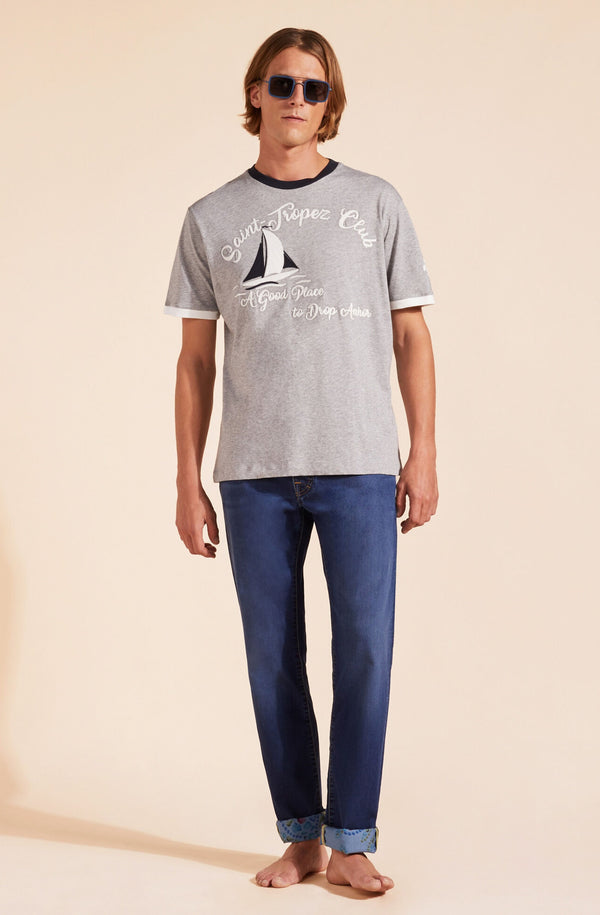 VILEBREQUIN Men Cotton T-Shirt  Yarn Dye Sail