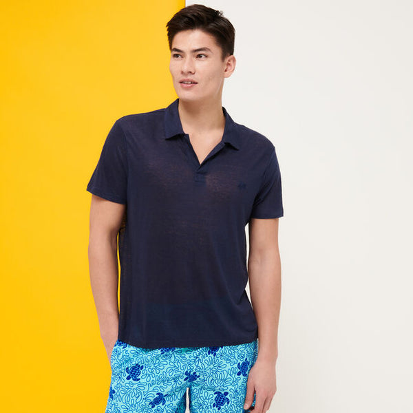 VILEBREQUIN Men Linen Jersey Polo Shirt Solid