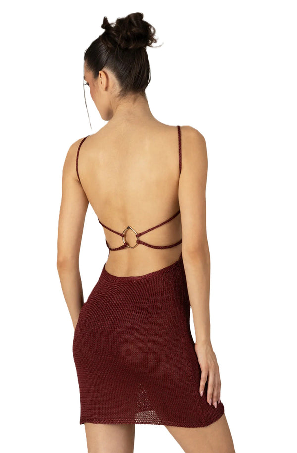 PARAMIDONNA Women Paloma Burgundy Short Dress