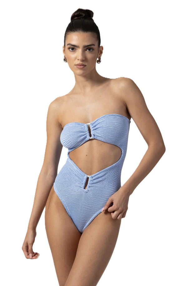 PARAMIDONNA Women Rene Lavender Bandeau Ring One-Piece Swimsuit