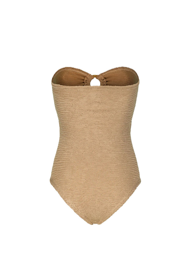 PARAMIDONNA Women Rene Camel & Sugar Bandeau Ring One-Piece Swimsuit