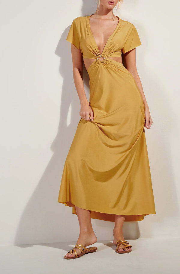 PAIN de SUCRE Women Rislene Gold Flare Maxi Dress