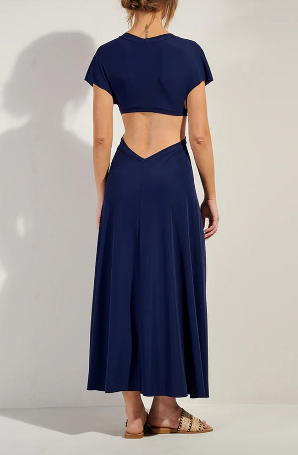 PAIN de SUCRE Women Rislene Long Flared Navy Dress