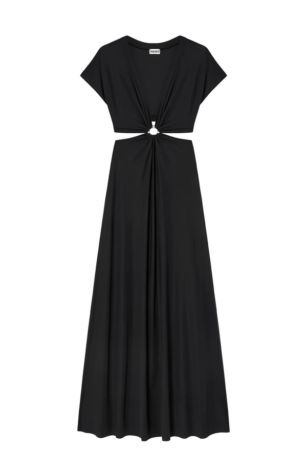 PAIN de SUCRE Women Rislene Long Flared Black Dress