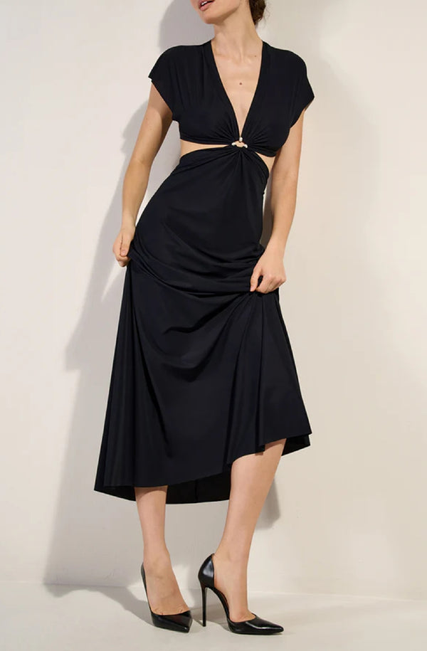 PAIN de SUCRE Women Rislene Long Flared Black Dress