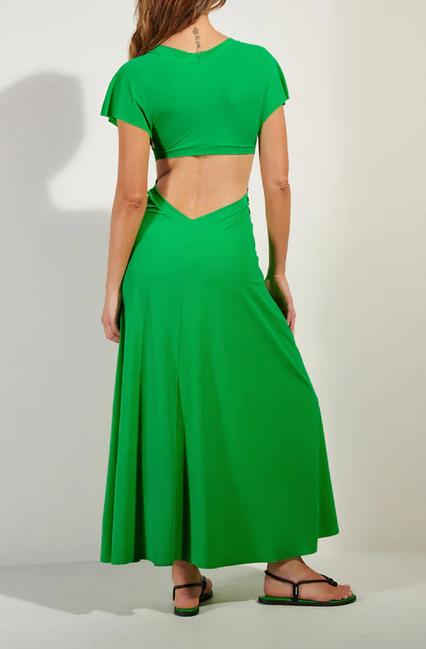 PAIN de SUCRE Women Rislene Long Flared Apple Green Colored Dress