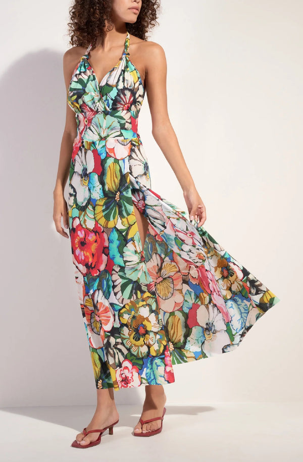 PAIN de SUCRE Women Rona Long Backless Voile Dress with Flower print
