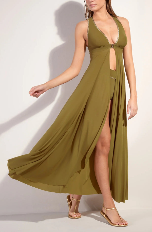 PAIN de SUCRE Women Rosane Long Bronze Open Front Dress
