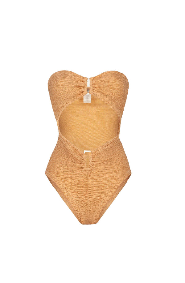 PARAMIDONNA Women Rene Peach Lurex Bandeau Ring Bikini