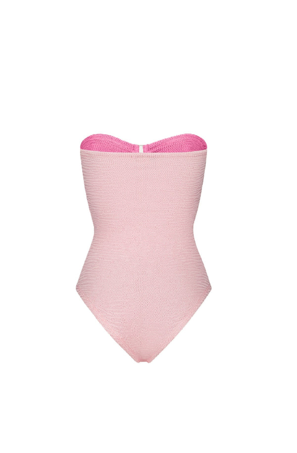 PARAMIDONNA Women Rene Creamy & Pink Cake Bandeau Ring One-Piece Swimsuit