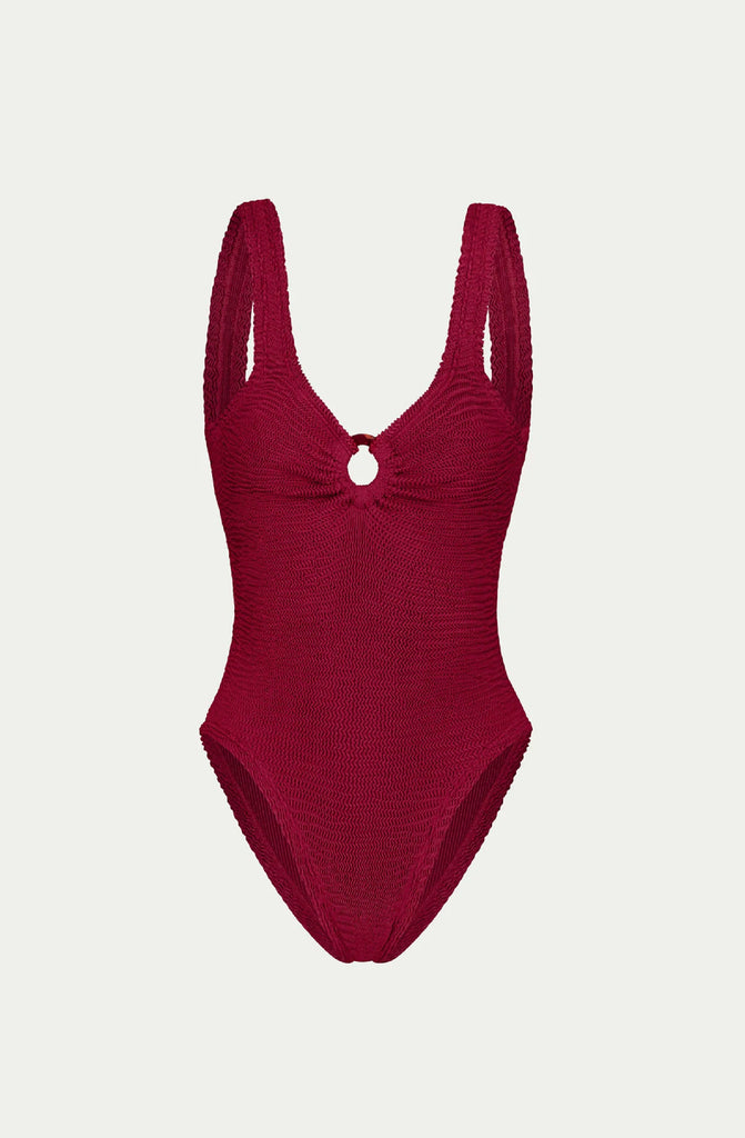 PARAMIDONNA Women Romana Burgundy Ring One-Piece Swimsuit