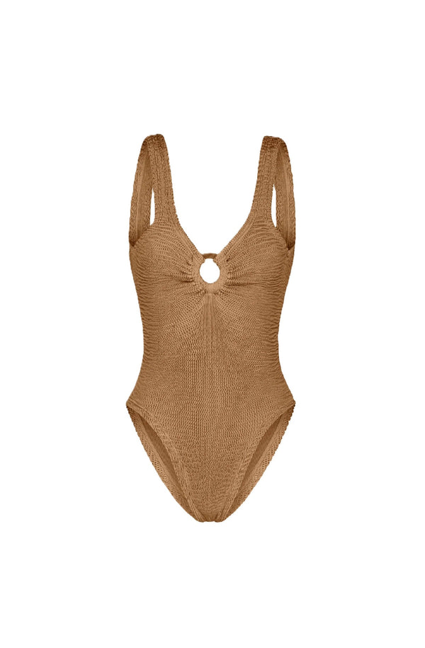 PARAMIDONNA Women Romana Camel Ring One-Piece Swimsuit