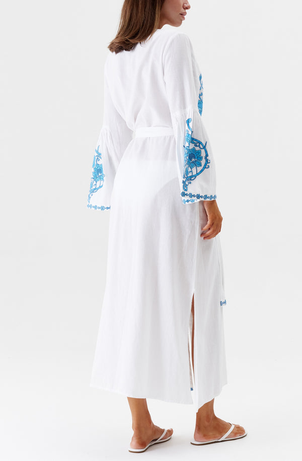 MELISSA ODABASH Women Romilly White-Blue Embroidered Kaftan
