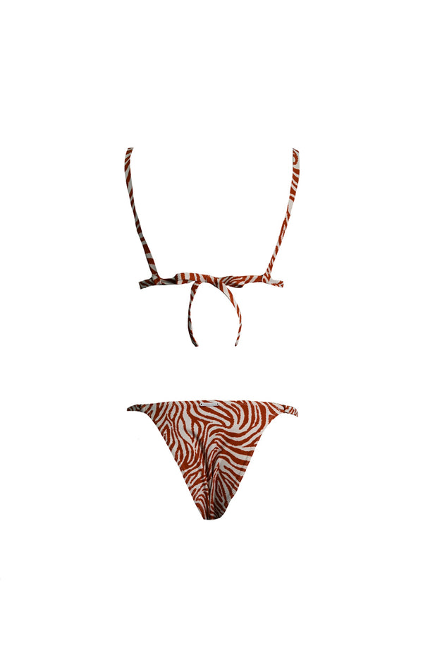 KENDALL & KYLIE Women Rust Tiger Gathered Bandeau Bikini Top