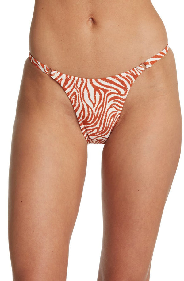 KENDALL & KYLIE Women Rust Tiger Gathered Bandeau Bikini Bottom
