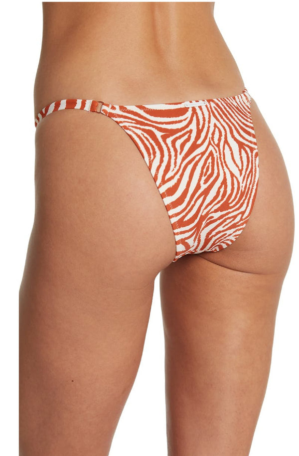 KENDALL & KYLIE Women Rust Tiger Gathered Bandeau Bikini Bottom