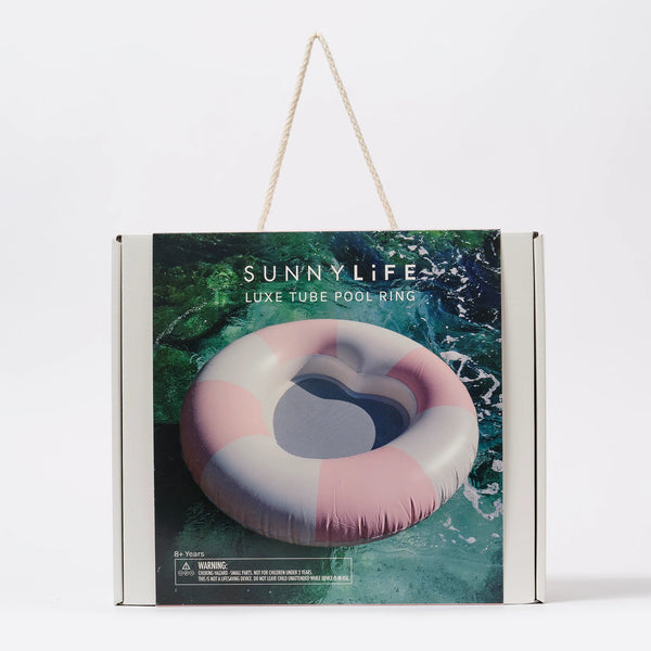 SUNNYLIFE Luxe Pool Ring Stole My Heart Pink Stripe