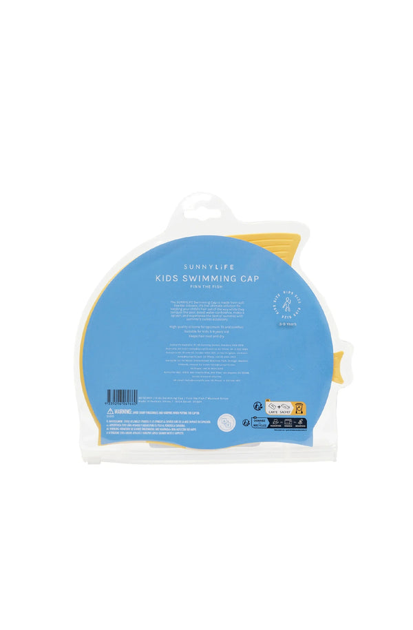 SUNNYLIFE Kids Swimming Cap - Finn the Fish Yellow