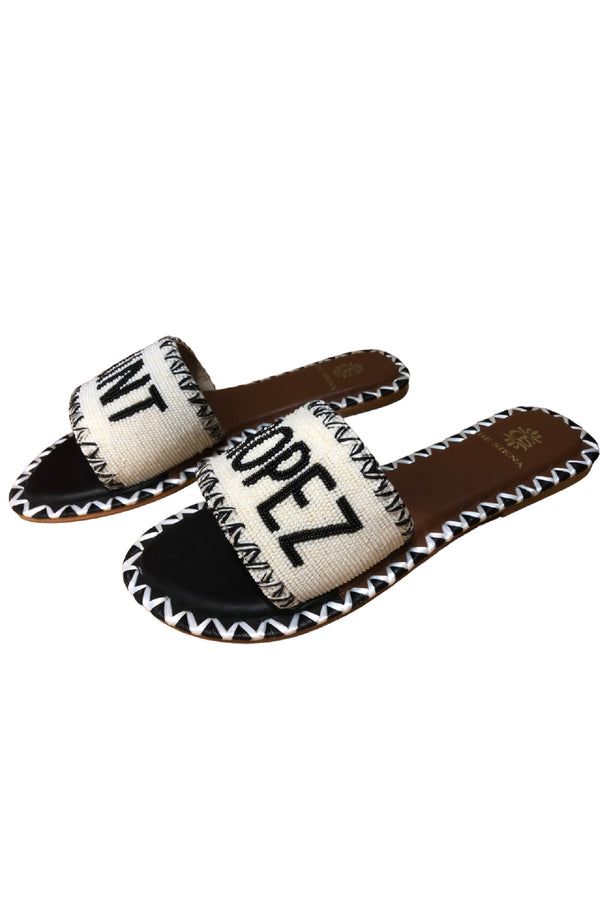 DE SIENA Women Saint Tropez Black Beads Slip On Sandals