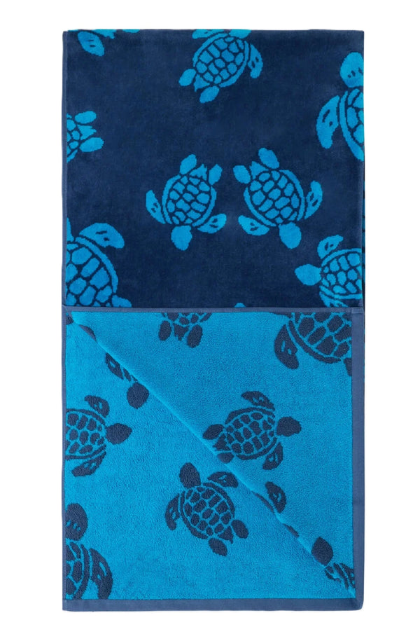 VILEBREQUIN Unisex Organic Cotton Beach Towel Ronde des Tortues Jacquard
