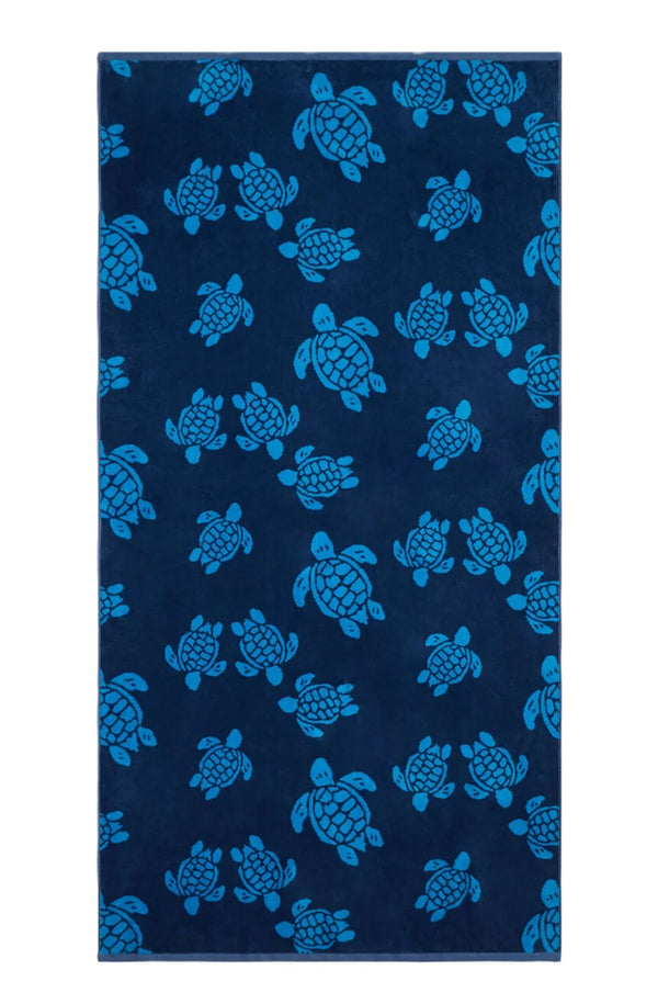 VILEBREQUIN Unisex Organic Cotton Beach Towel Ronde des Tortues Jacquard