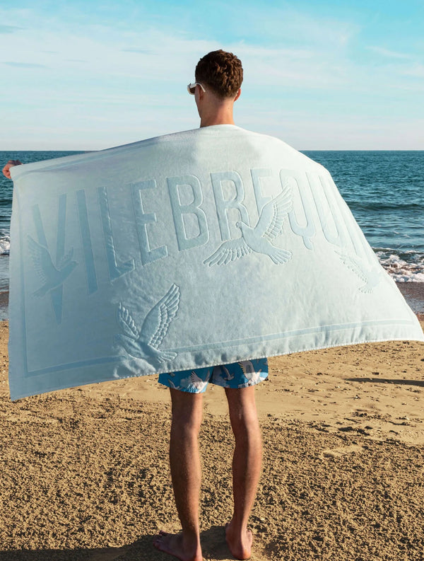 VILEBREQUIN Men Organic Cotton Beach Towel Doves - Vilebrequin x 3.PARADIS