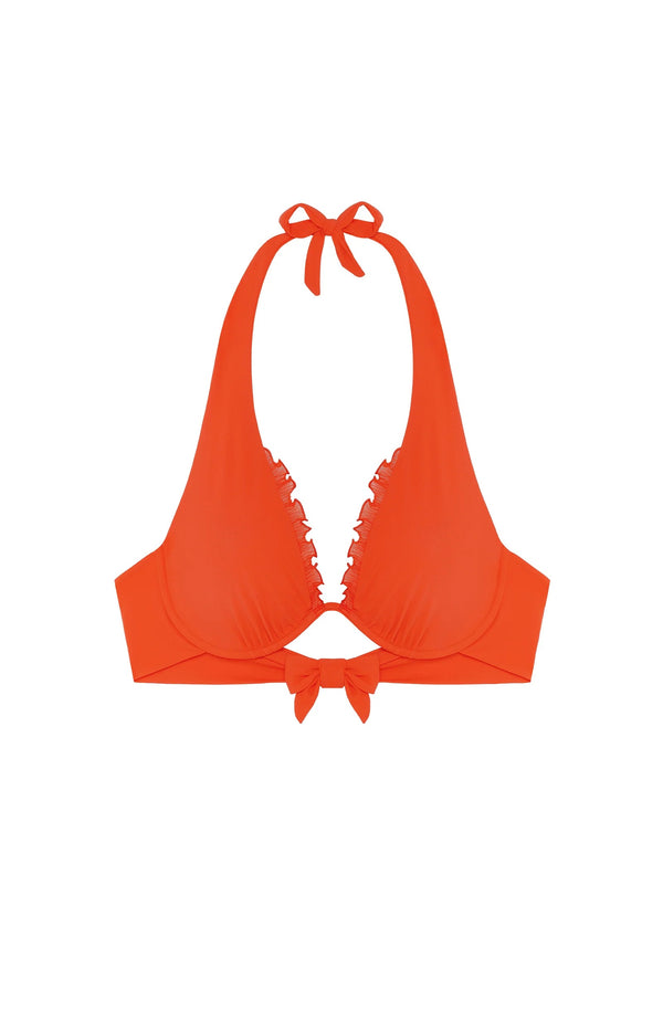 PAIN de SUCRE Women Sary Orange Ruffled Underwire Bikini Top