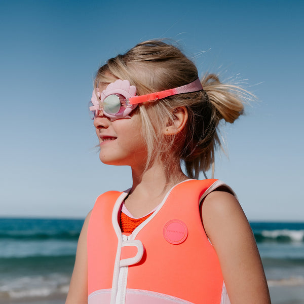 SUNNYLIFE Girls Mini Swim Goggles Melody the Mermaid Neon Strawberry