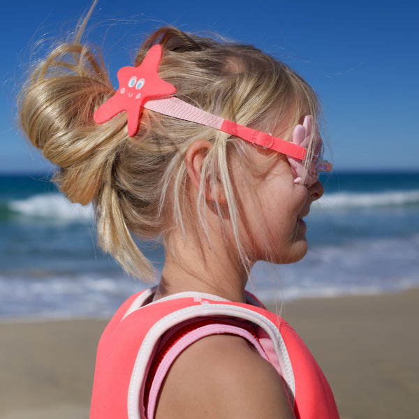 SUNNYLIFE Girls Mini Swim Goggles Melody the Mermaid Neon Strawberry