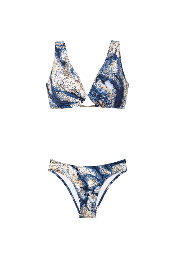 PAIN de SUCRE Women Selena Printed Bralette Top and Tizya High-Cut Bikini Bottom
