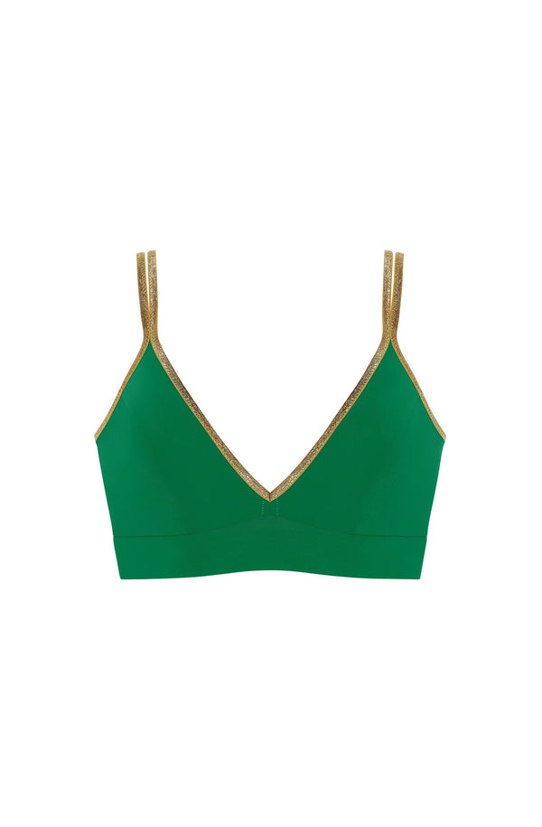 PAIN de SUCRE Singa Jade Lurex Top and Samy High-Cut Hips Bikini Bottom